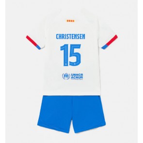 Barcelona Andreas Christensen #15 Gostujuci Dres za Dječji 2023-24 Kratak Rukavima (+ kratke hlače)